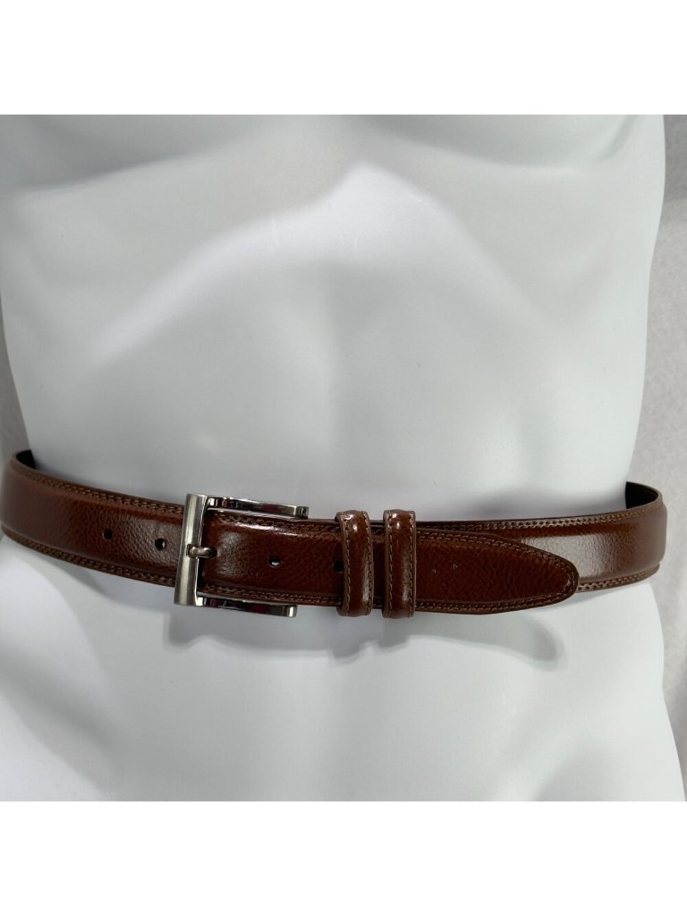 FLORSHEIM Mens Brown Leather Belt Silver Buckle Adjustable Fit Sleek  Size 36